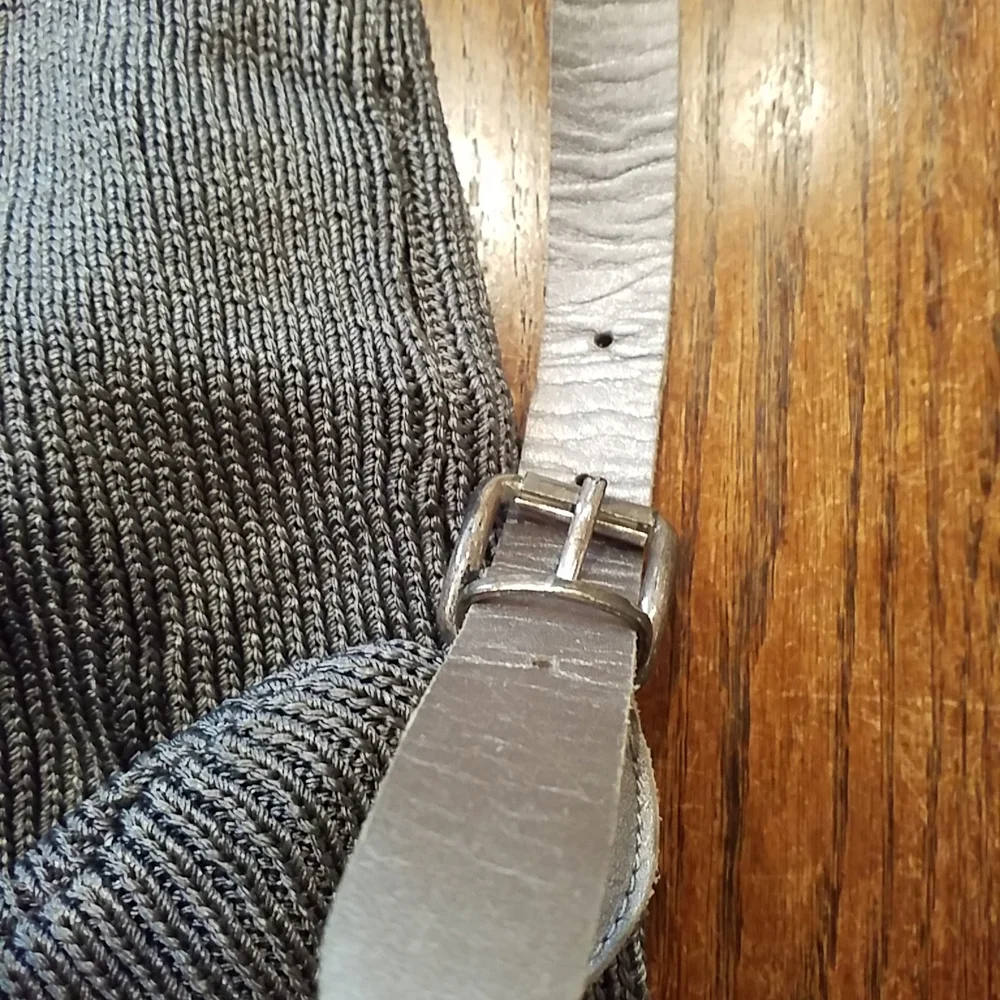 Ruco Line Italy Medium Gray Backpack With Silver Leather Satin Lining
